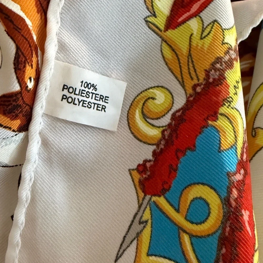 Vintage Dianas de San Fermin Pamplona Bull Run Scarf White Square